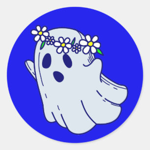 Pegatina Redonda alucinante halloween espeluznante boho floral fant