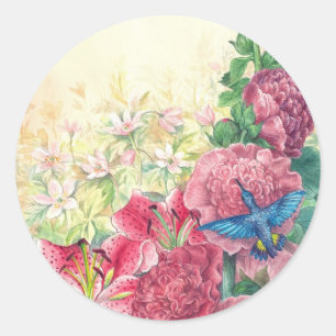 Pegatina Redonda Aluminio ilustrado Fantasy Floral
