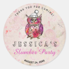 Pegatina Redonda Alumno de cumpleaños de lechuza lindo Fiesta Graci