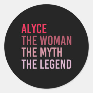 Pegatina Redonda Alyce La Mujer Mito Leyenda Nombre Personalizado B