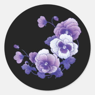 Pegatina Redonda Alzheimer Púrpura Floral Pansy Alzheimer y Awar #3