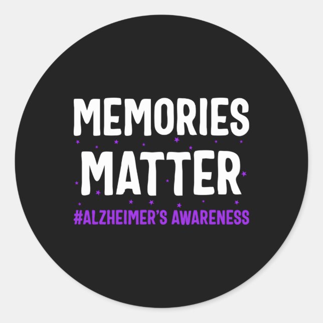 Pegatina Redonda Alzheimer Recuerdos importan Alzheimers Conciencia (Anverso)