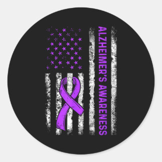 Pegatina Redonda Alzheimer's awareness fight american usa flag