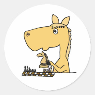 Pegatina Redonda AM- Personalizado de ajedrez para jugar a caballo