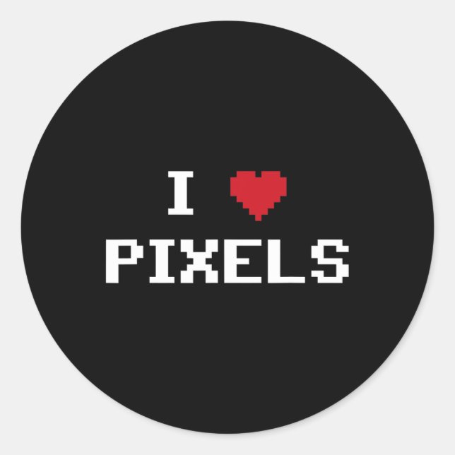 Pegatina Redonda Ama a los fans de los Pixels C64 Viento divertido  (Anverso)