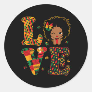 Pegatina Redonda Ama el Kente africano Niñas de párvulos Mes de la
