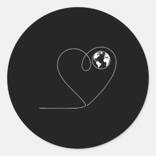 Pegatina Redonda Ama el planeta tierra corazón globo minimalista