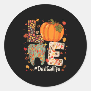 Pegatina Redonda Ama la vida dental Calabaza diente dentista Otoño 