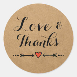 Pegatina Redonda Ama y agradecimiento a los enamorados rosados y Bo