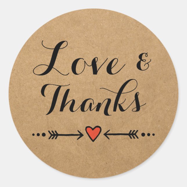 Pegatina Redonda Ama y agradecimiento a los enamorados rosados y Bo (Anverso)