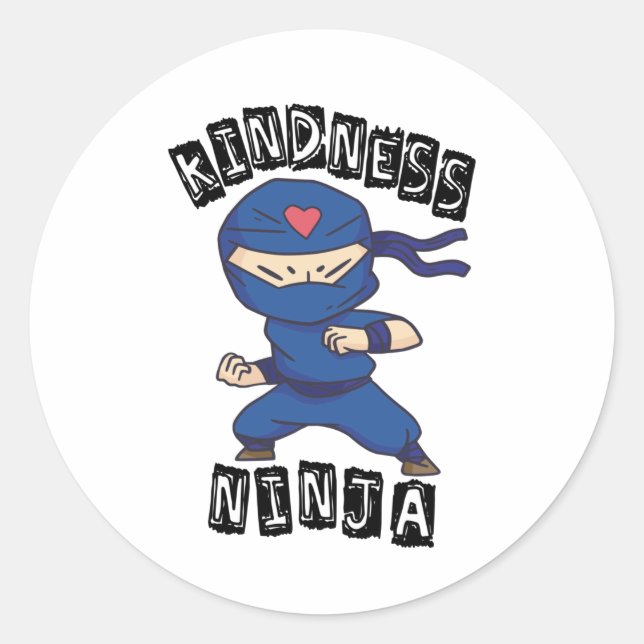 Pegatina Redonda Amabilidad Ninja, lucha contra el acoso (Anverso)