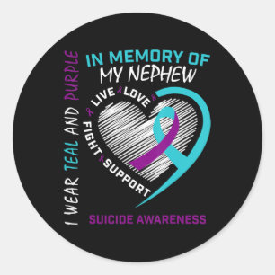 Pegatina Redonda Amado Uno En Memoria De La Conciencia Del Suicidio
