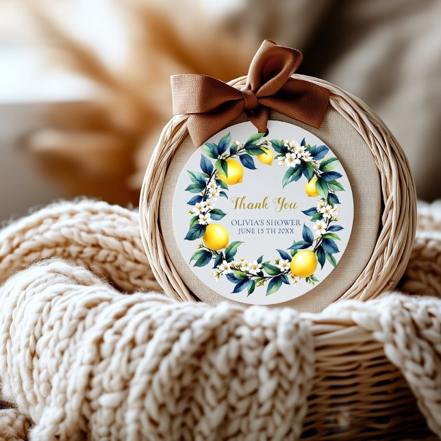 Pegatina Redonda Amalfi Ciao Baby Thank You Stickers | Lemon Wreath (Subido por el creador)