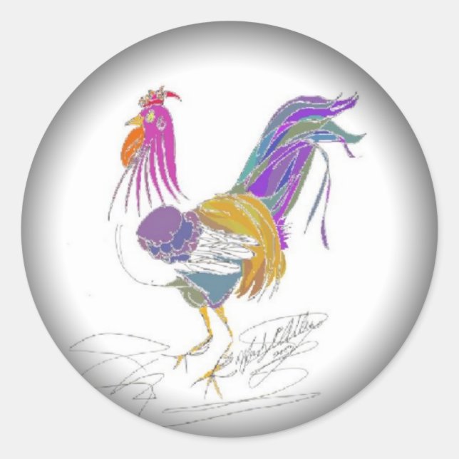 Pegatina Redonda Ámame ama a mi gallo (Anverso)