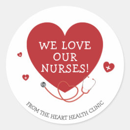 Pegatina Redonda Amamos A Nuestras Enfermeras