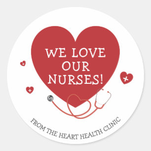 Pegatina Redonda Amamos A Nuestras Enfermeras