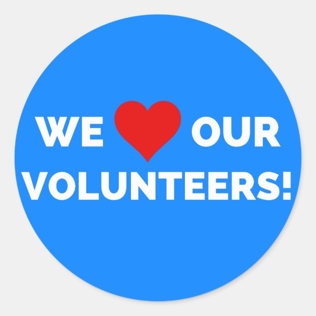 Pegatina Redonda Amamos a nuestros voluntarios (Anverso)