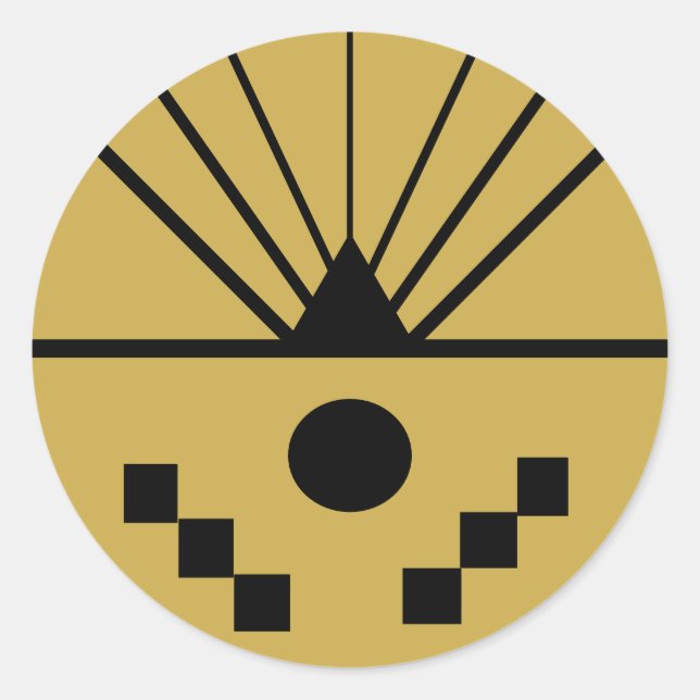 Pegatina Redonda Amanecer Art Deco (Anverso)