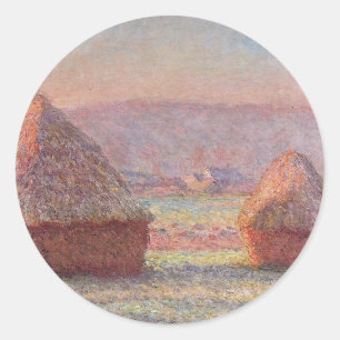 Pegatina Redonda Amanecer de Escarcha Blanca de Claude Monet (Hayst