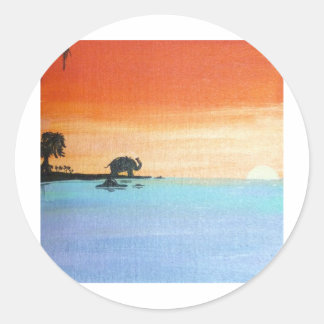 Pegatina Redonda Amanecer de la paz: ElefanteOfendiendoOraciones_An