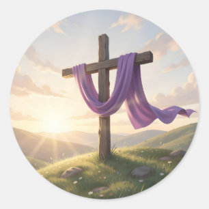 Pegatina Redonda Amanecer de la Resurrección – Arte Clásico de Pasc