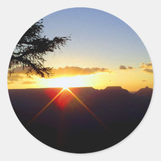 Pegatina Redonda Amanecer en el Gran Cañón