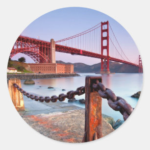 Pegatina Redonda Amanecer En Fort Point