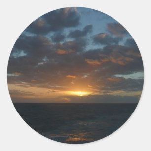 Pegatina Redonda Amanecer en la costa oceánica del Mar II