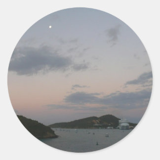 Pegatina Redonda Amanecer en St. Thomas III Islas Vírgenes Estadoun