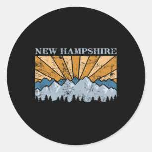 Pegatina Redonda Amanecer Montañas New Hampshire Senderismo Camping