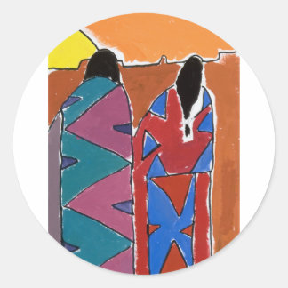 Pegatina Redonda Amanecer nativo