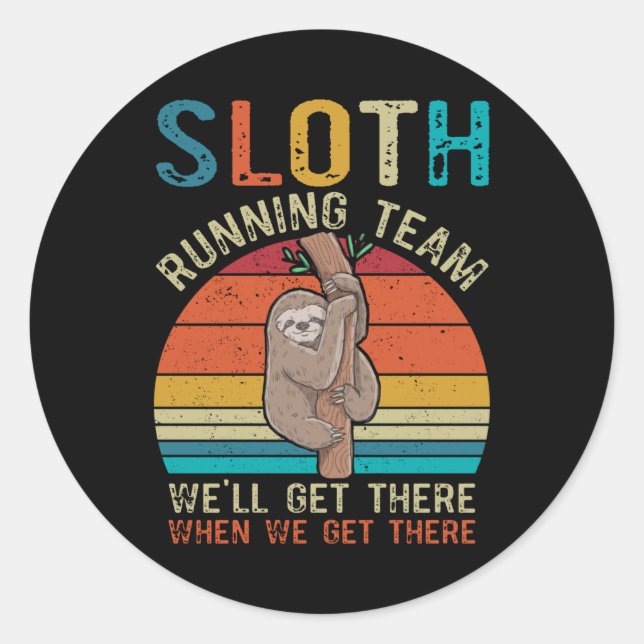 Pegatina Redonda Amanecer retro retro de selección de Slots Running (Anverso)