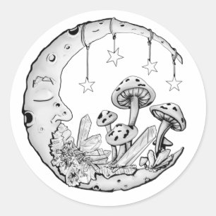 Pegatina Redonda Amante celestial de los hongos