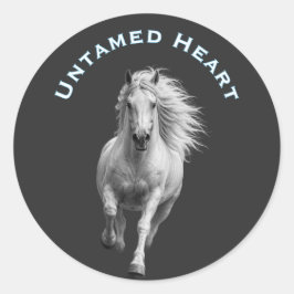 Pegatina Redonda Amante de Caballos Corazón Indomable