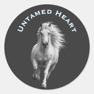 Pegatina Redonda Amante de Caballos Corazón Indomable