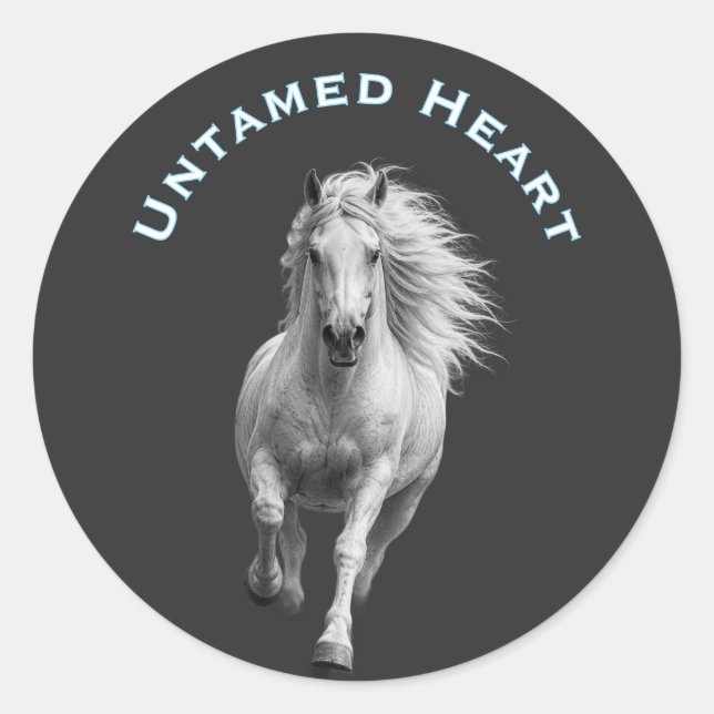 Pegatina Redonda Amante de Caballos Corazón Indomable (Anverso)