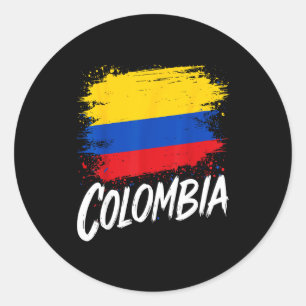 Pegatina Redonda Amante de Colombia Bandera Colombiana