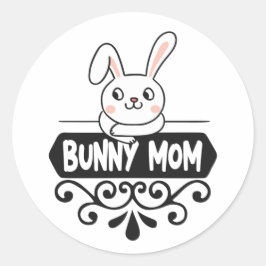 Pegatina Redonda Amante de conejo de mamá de conejo