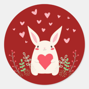 Pegatina Redonda Amante de Kawaii Bunny Personalizado