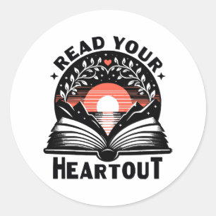 Pegatina Redonda Amante de la lectura Lee tu corazón Libro Nerd