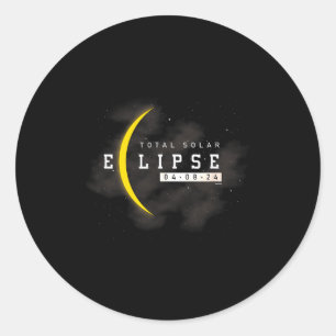 Pegatina Redonda Amante de la Luna de Eclipse Solar Total