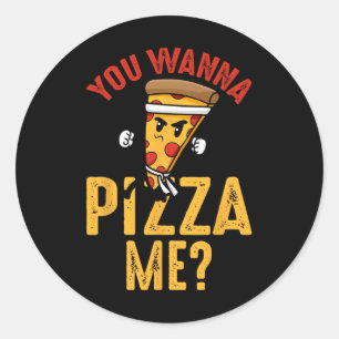 Pegatina Redonda Amante de la Pizza - ¿Quieres Pizzarme Ninja Karat