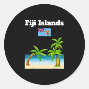 Pegatina Redonda Amante de las Islas Fiji Viaje Recuerdo Bandera Fi