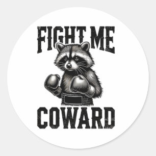 Pegatina Redonda Amante de mapaches divertido boxeo pelea conmigo c