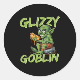 Pegatina Redonda Amante de perritos calientes divertido glizzy gobl