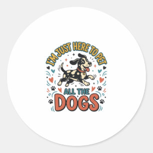 Pegatina Redonda Amante de Perros Divertido Diseño Vintage Mascota