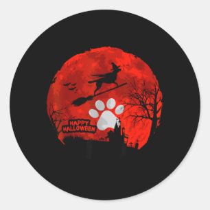 Pegatina Redonda Amante de Perros Feliz Halloween - Amantes de Perr