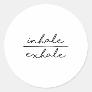 Pegatina Redonda Amante de Yoga Inhalar &amp; Exhalar Motivación de