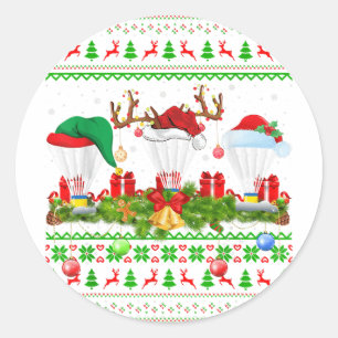 Pegatina Redonda Amante del bádminton de Navidad Santa Feo Bádminto