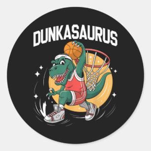 Pegatina Redonda Amante del Basball de Dinosaurio Dunkasaurus Basba